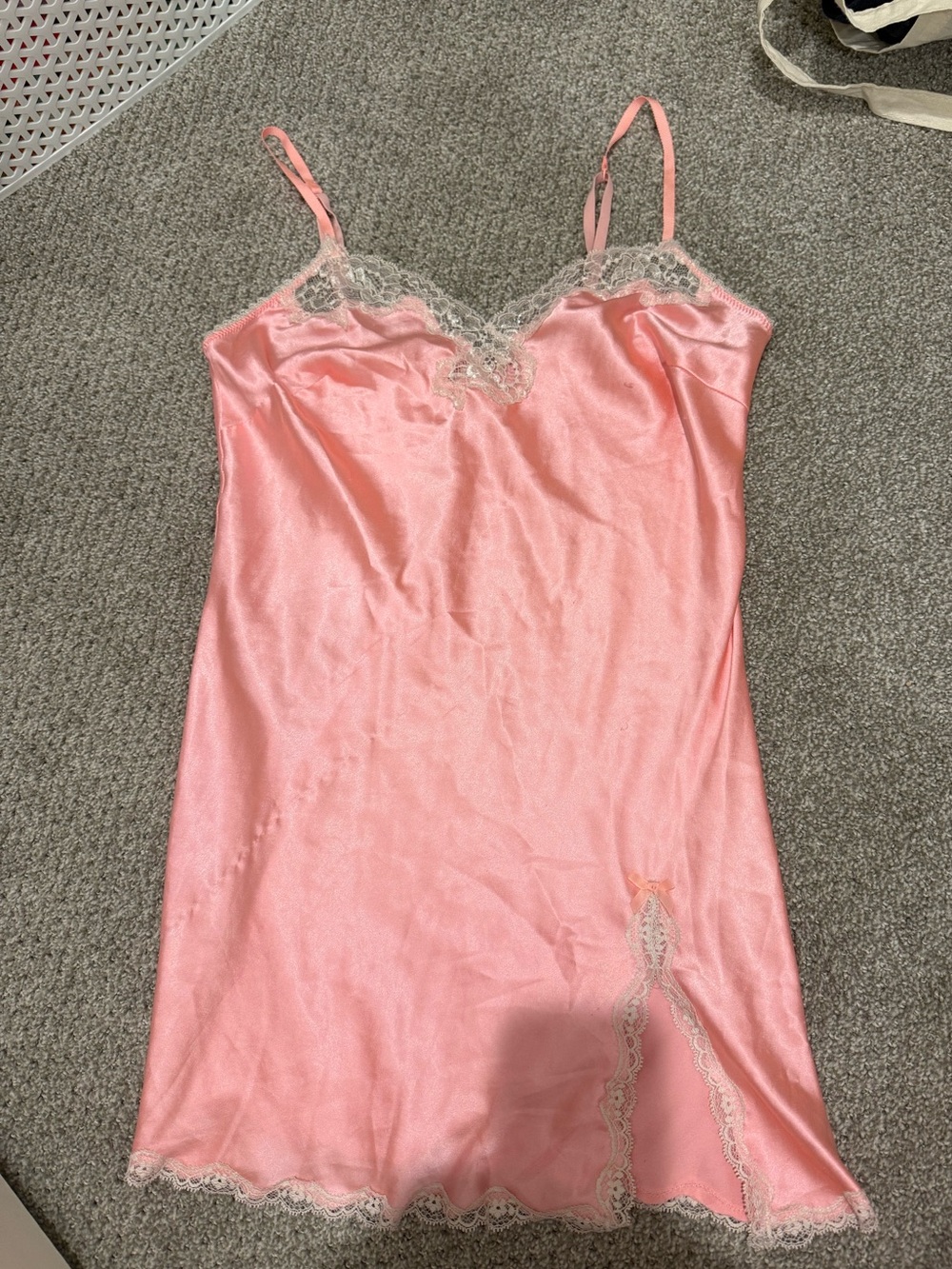 Victoria’s Secret Pink Satin Lace Trim Slip